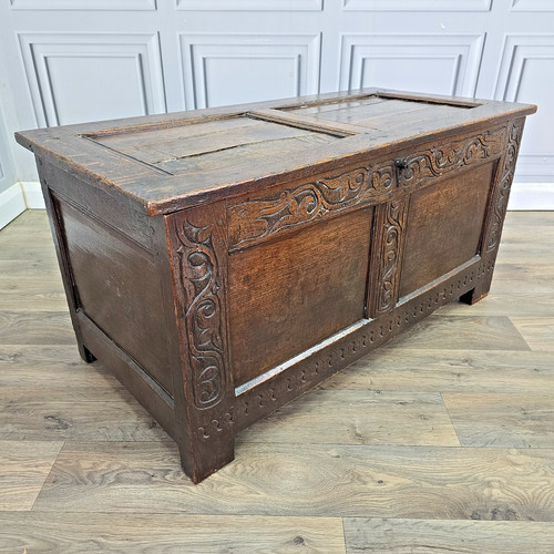 Antique oak coffer 18th - antique,