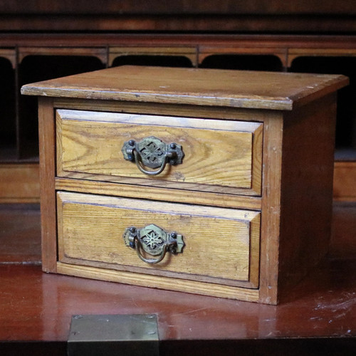 Antique oak miniature chest - oak,