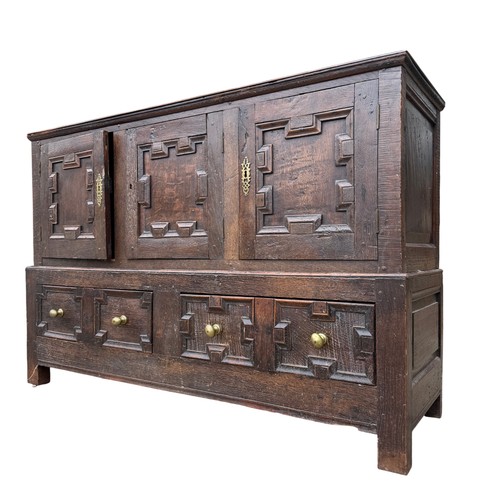 Antique oak coffer chest with - antique,
