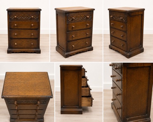 Antique carved oak chest - chest, of