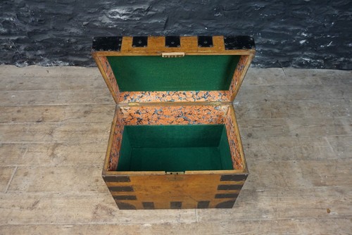 Small antique oak silver chest - small,