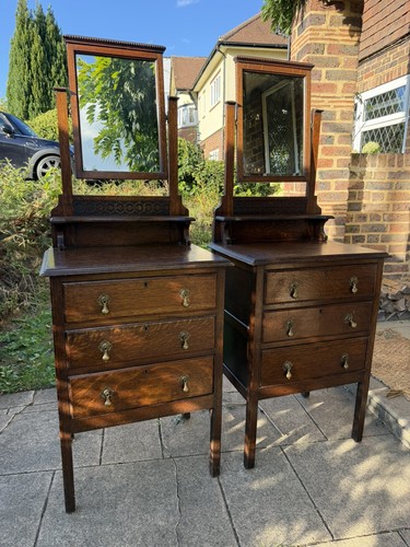 Pair antique oak dressing - antique,