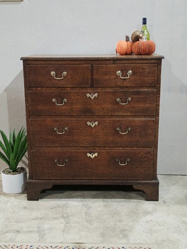 Antique georgian oak chest - oak,