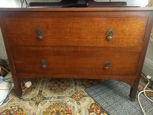Antique oak chest two - of,