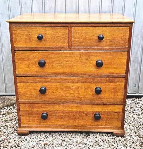 Antique oak pine chest of - &,