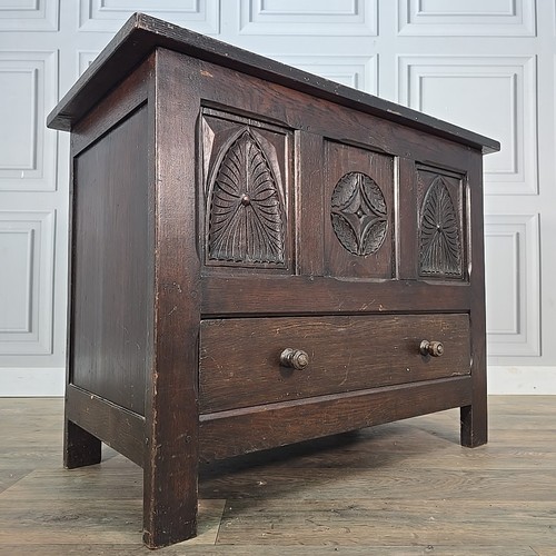 Antique oak coffer storage - oak,