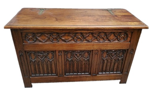 Antique gothic revival carved - revival,