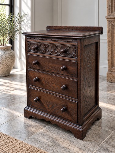 Antique oak chest drawers - chest, 4
