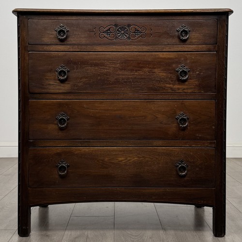 Antique carved oak chest - antique,