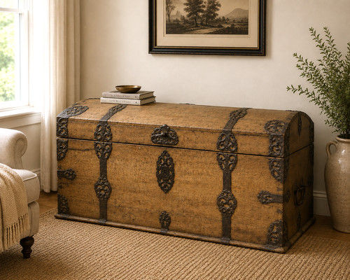 Antique iron bound dome - bound, top