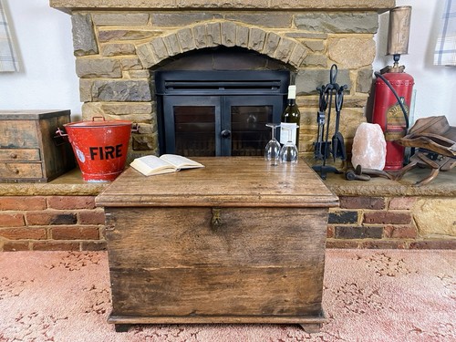Old antique oak chest vintage - chest,,