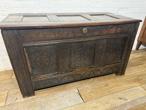 19th century oak coffer chest - century,
