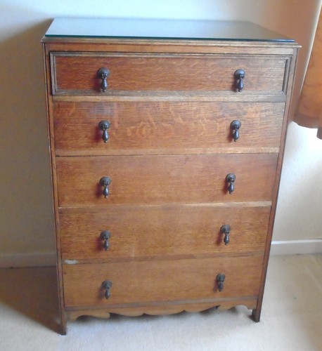 Vintage oak chest drawers - chest, of